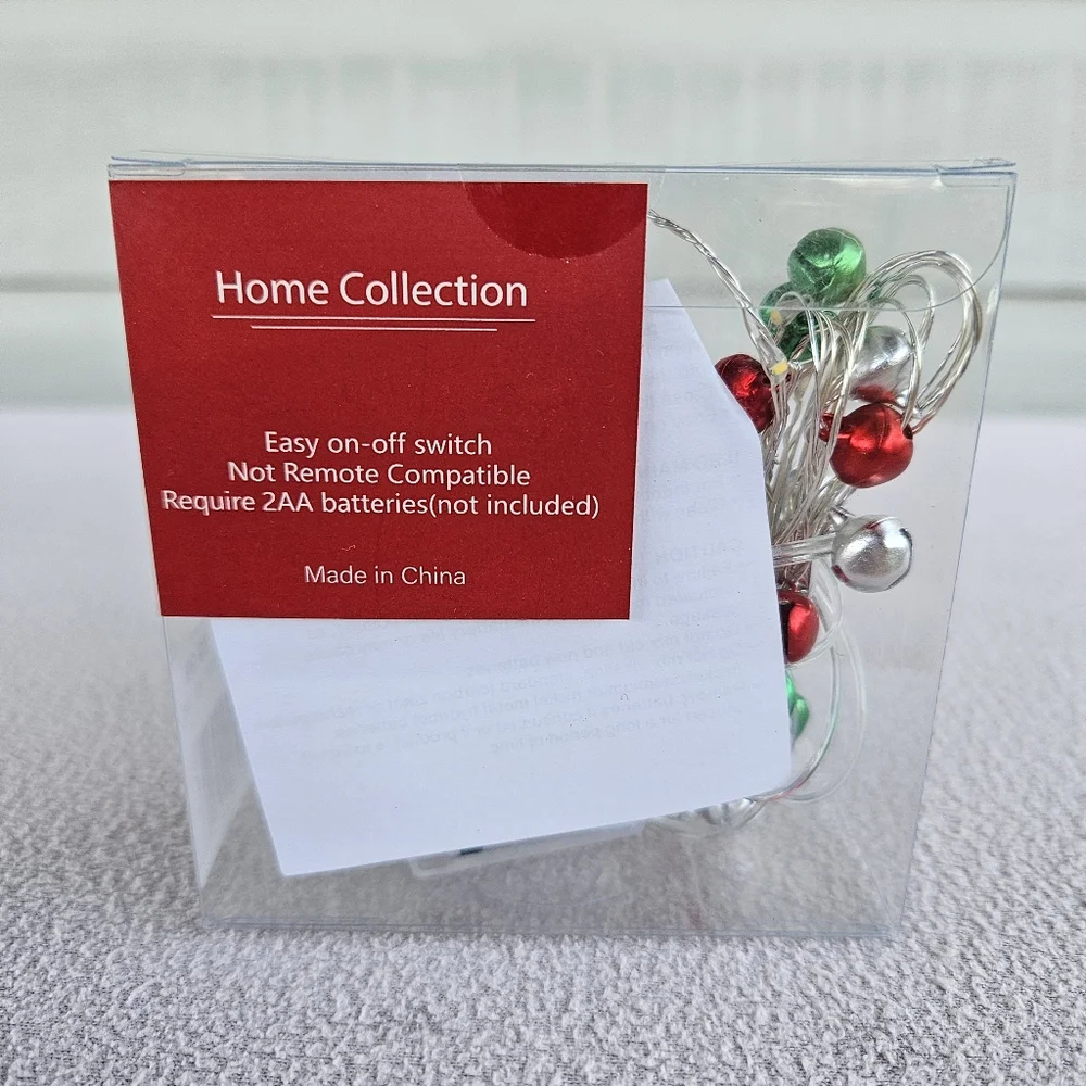 St Nicholas Square Shimmer String Lights Jingle Bells 5ft Battery Miniature